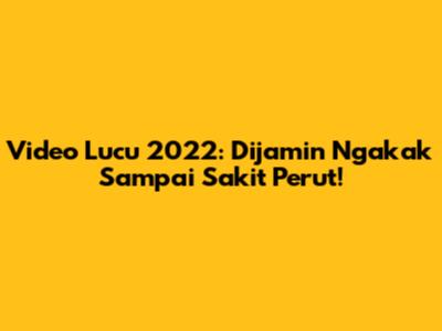 Video Lucu 2022: Dijamin Ngakak Sampai Sakit Perut!