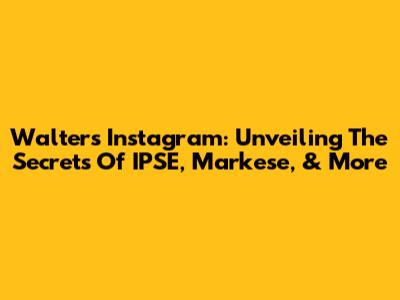 Walter's Instagram: Unveiling The Secrets Of IPSE, Markese, & More