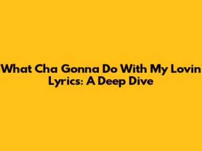 What Cha Gonna Do With My Lovin' Lyrics: A Deep Dive