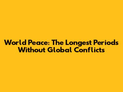 World Peace: The Longest Periods Without Global Conflicts