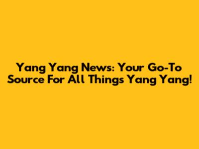 Yang Yang News: Your Go-To Source For All Things Yang Yang!