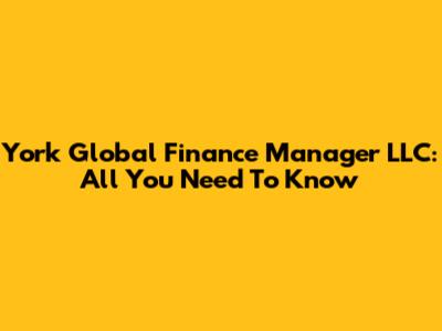 York Global Finance Manager LLC: All You Need To Know