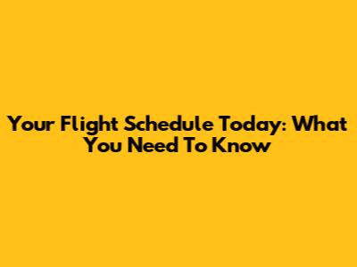 Your Flight Schedule Today: What You Need To Know