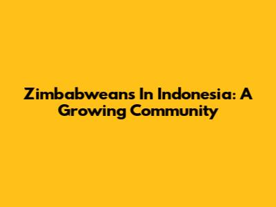 Zimbabweans In Indonesia: A Growing Community