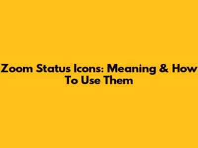 Zoom Status Icons: Meaning & How To Use Them